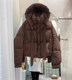 Short down jacket for women winter thickened 2026 new fashion small white duck down hooded bread jacket