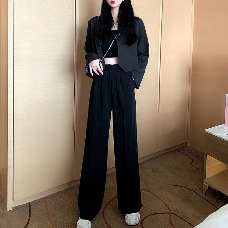 Broadlegged Pants Woman High Waist Pituality 2022 New Summer Black Western Dress Pants Straight Barrel Loose Lean Casual Tug Pants