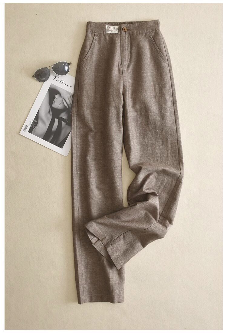Штаны, повседневные брюки, из хлопка и льна, подходят для подростков 