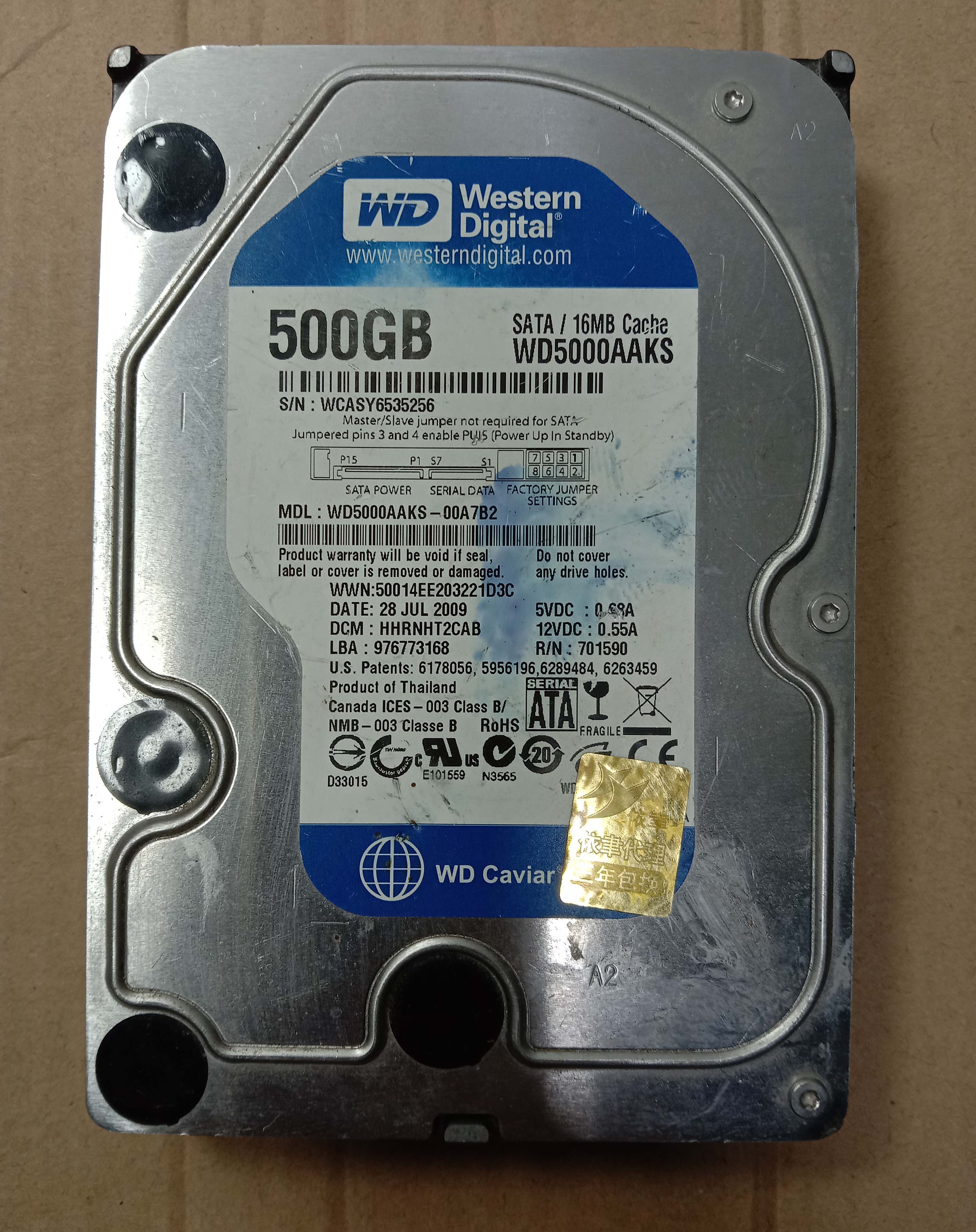 Bag Good WD Western Digital Western WD5000AAKS 500G Serial Port SATA2 Desktop Hard disc
