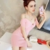 Hộp đêm nữ 2018 khí chất mới sâu cổ chữ V cắt cúp thấp đan lệch vai eo thon túi đeo hông áo len cao cổ Áo / áo thun