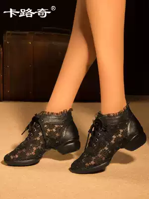 Carluqi Square Dance Women's Shoes Spring and Summer New Dance Shoes Leather Jazz Autumn Sailors Soft Bottom Modern Dance Shoes