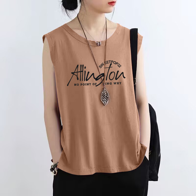 Brand Clearance Export 100% Pure Cotton Summer Sleeveless T-Shirt Women's Loose Casual Fashion Tank Top Camisole