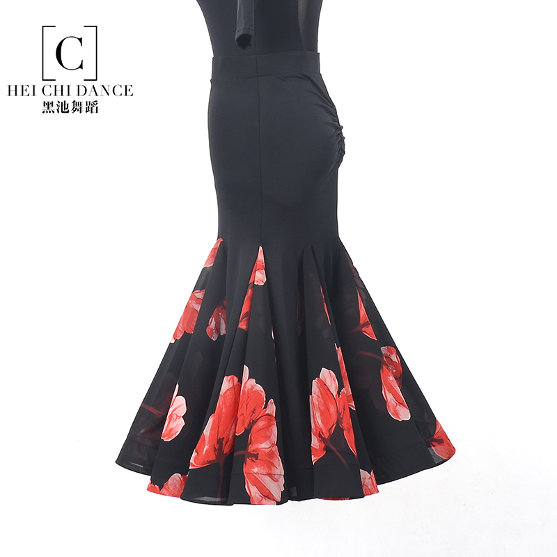 Modern dance new polka dot skirt short GB dance ballroom dance chiffon wrapped hip fishtail large pendulum waltz skirt