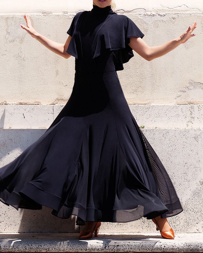 Blackpool dance spring and summer new big pendulum mesh splicing skirt modern dance national standard practice performance skirt S17003 spot