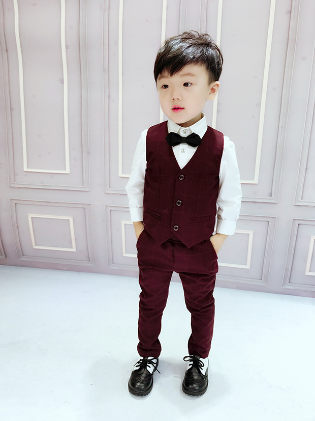 Bộ đồ bé trai Bộ đồ ba mảnh 2 bộ đồ 3 bé trai đẹp trai Bộ đồ Hàn Quốc phiên bản 4 tuổi Bộ vest bé gái mùa thu và mùa đông 5 hoa cô gái quần áo trẻ em hàn quốc