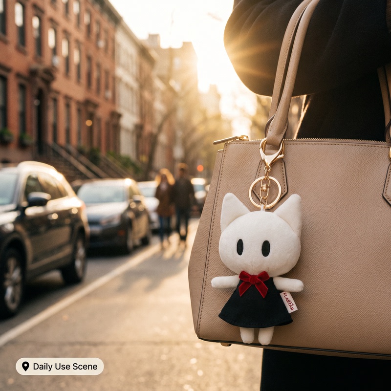 Japanese Flastar Puff Girl Bag Pendant 10cm Plush Toy Keychain Decoration Birthday Gift for Women