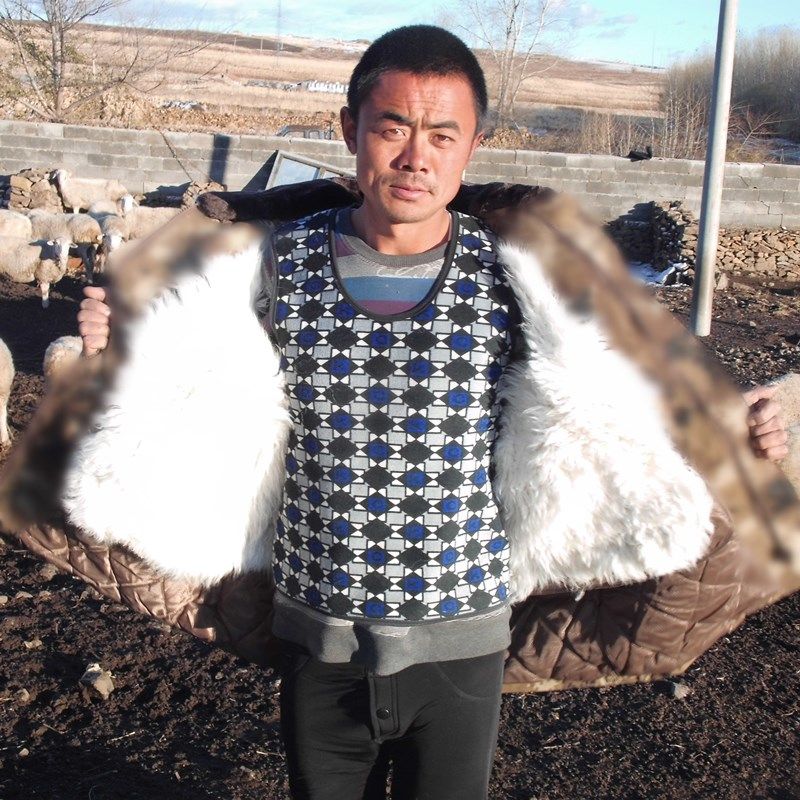 Goat Leather Army Meme Coat Anti-Chill Clothing Leather Hair Integrated Thickening Winter Warm Labor Jacket Cotton Big Coat Anti-Chill Cotton Clothing