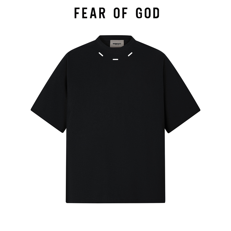 Essentials Designer Three-Stripe Necklace Short-Sleeve T-Shirt Men's Trendy High Street Loose Pure Cotton Top Fog