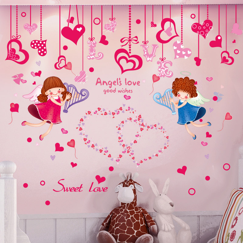 Couple wall stickers stickers romantic warm bedroom room wedding room bedside decorations self-adhesive wallpaper mural wall painting