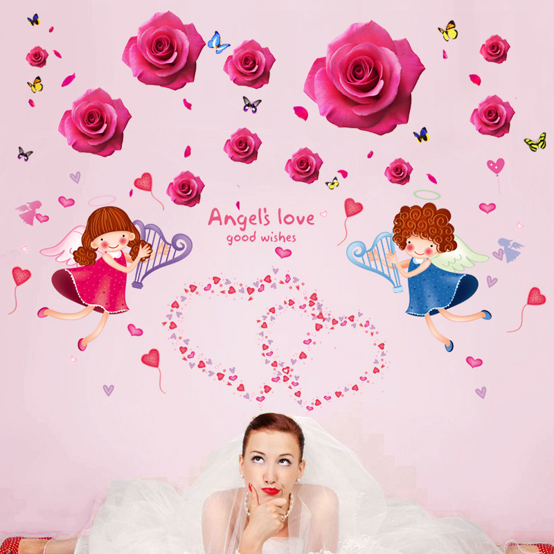 Couple wall stickers stickers romantic warm bedroom room wedding room bedside decorations self-adhesive wallpaper mural wall painting