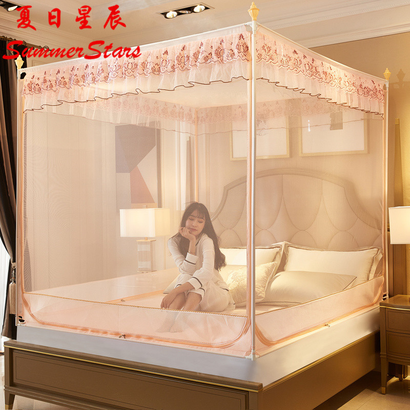 Square top zipper mosquito net three door drop-proof children's encryption thickened 1 5m1 8m 1 2 beds double household
