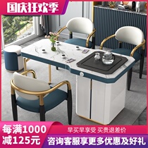 Rock plate Italian light luxury wind office balcony kung fu coffee table Table Table and Chair combination set kettle