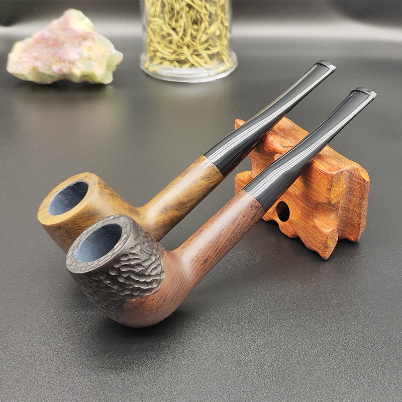 Old-fashioned pipe handmade solid wood tobacco special pipe ebony wood tobacco leaf pipe dry tobacco filter pipe men's pipe gift