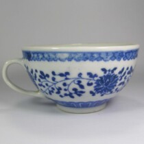 Jingdezhen factory goods old porcelain blue and white lotus chain 180ML ear rice cup ear coffee cup tea cup