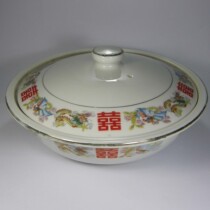 Jingdezhen factory goods old porcelain dragon and phoenix double joy Gold printing 20CM product big soup basin soup long Dragon Pearl Pavilion