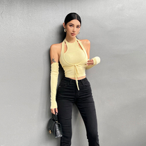 Helen (March 21 20 points open for snatched) suction clear sexy hanging neck strap blouses