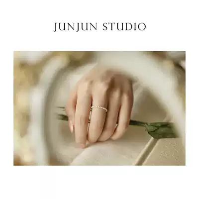JUNJUN super mini Shi Jia pearl ring extremely thin can be stacked to wear American 14K gold simple temperament