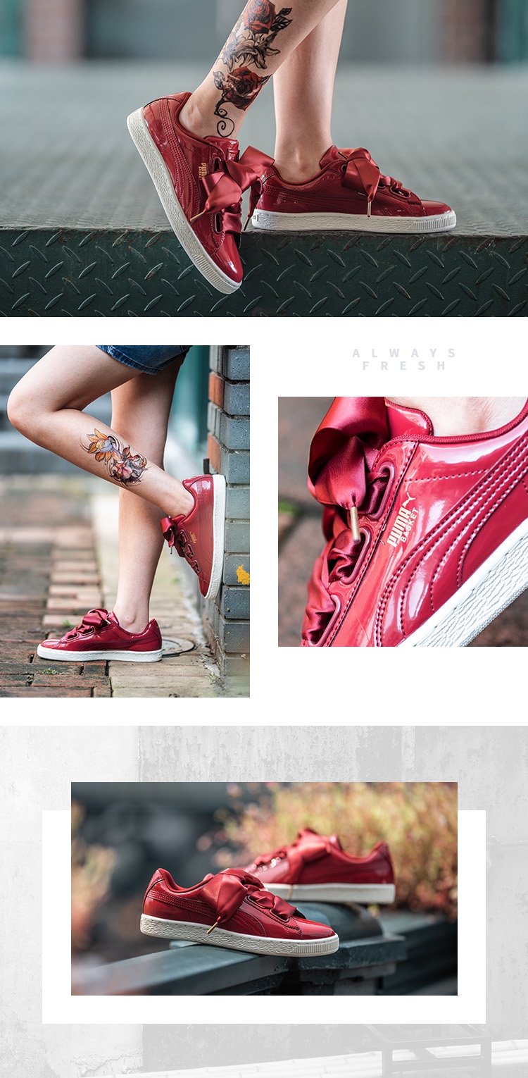 Puma Basket Heart Patent Puma Giày nữ Giày da Giày Retro giày sneaker nam đẹp