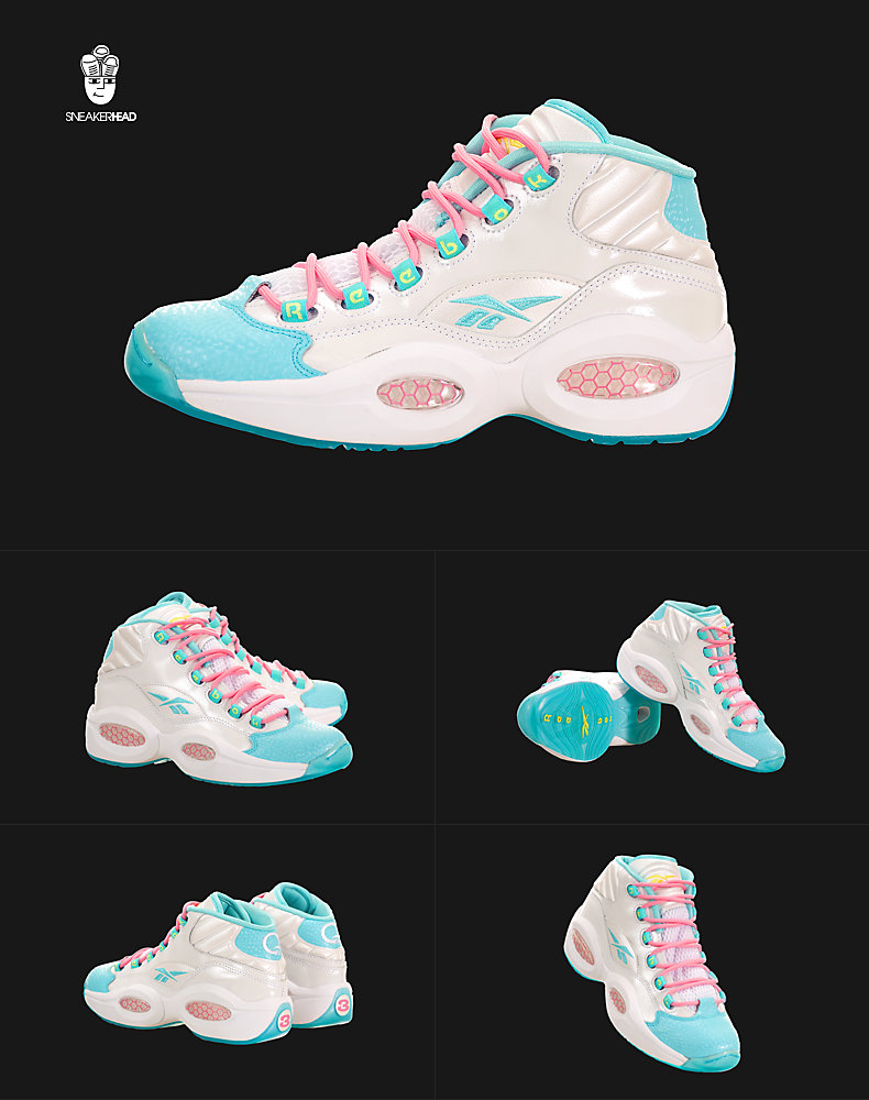 Reebok Câu hỏi Giữa những người đàn ông và phụ nữ Reebok GS trong giày bóng rổ màu xanh và bạc giày thể thao hạn chế giày bóng rổ adidas