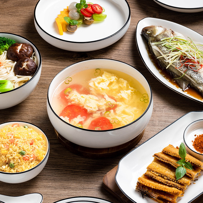 Bowl-home dishwasher creative tableware set dishes dishes dishes ceramic bowl dishes bowl dishes bowl dishes bowl soup bowl large luxury