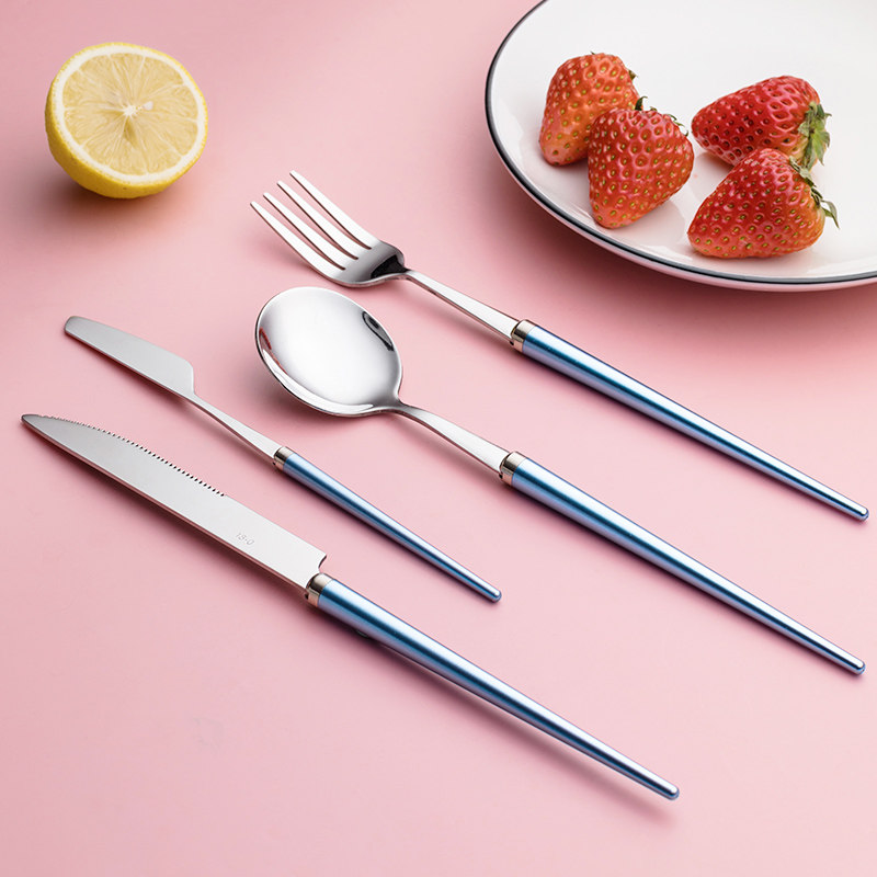 Cute steak knife and fork children's fruit small fork spoon set Western tableware three-piece set full set of household