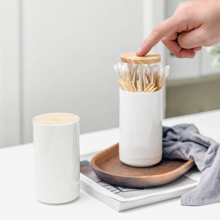 Toothpick box toothpick cylinder hand press automatic creative living room European style cute minimalist for home pressing cotton stick box press pressure