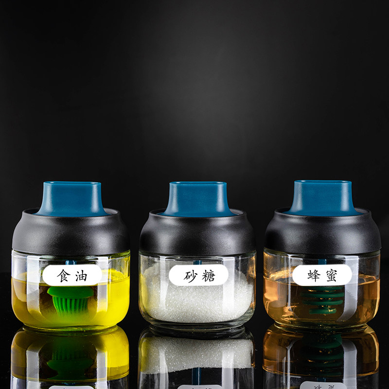 Oil Jug Sauce box Kitchen Supplies Seasoned box Oil salt tank Composition suit glass Oil bottle Home Intake