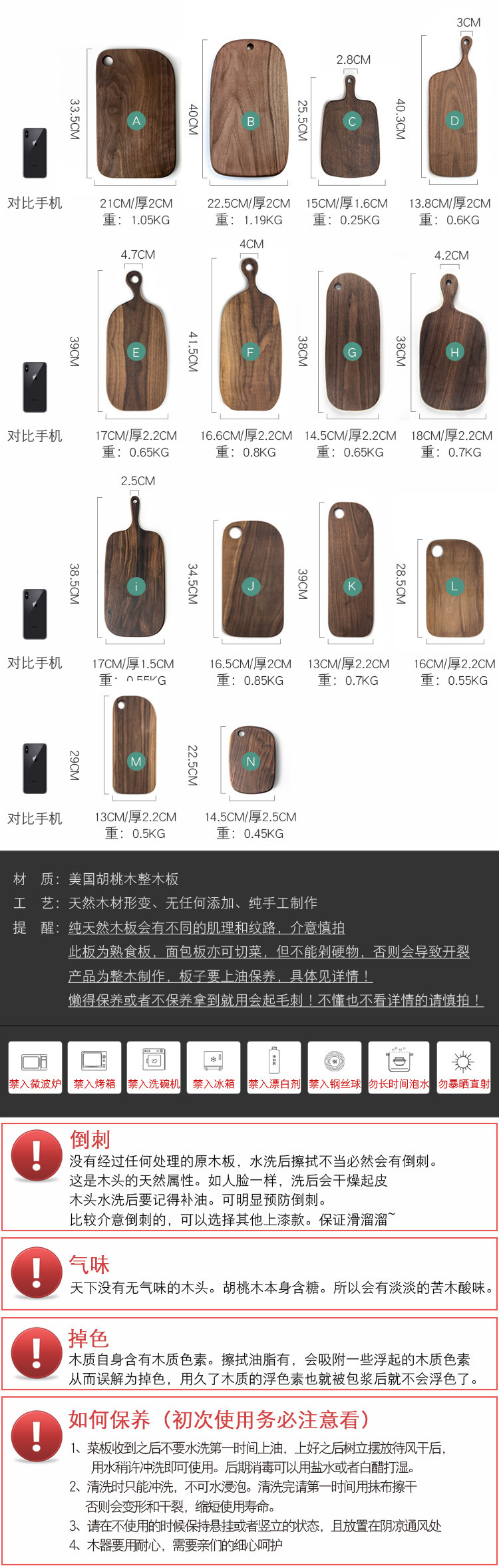 黑胡桃木實(shí)木家用小砧板