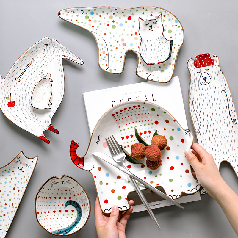 New tableware creative animal bowl cartoon ceramic cute eating bowl soup bowl instant noodle bowl household dishes small bowl plate