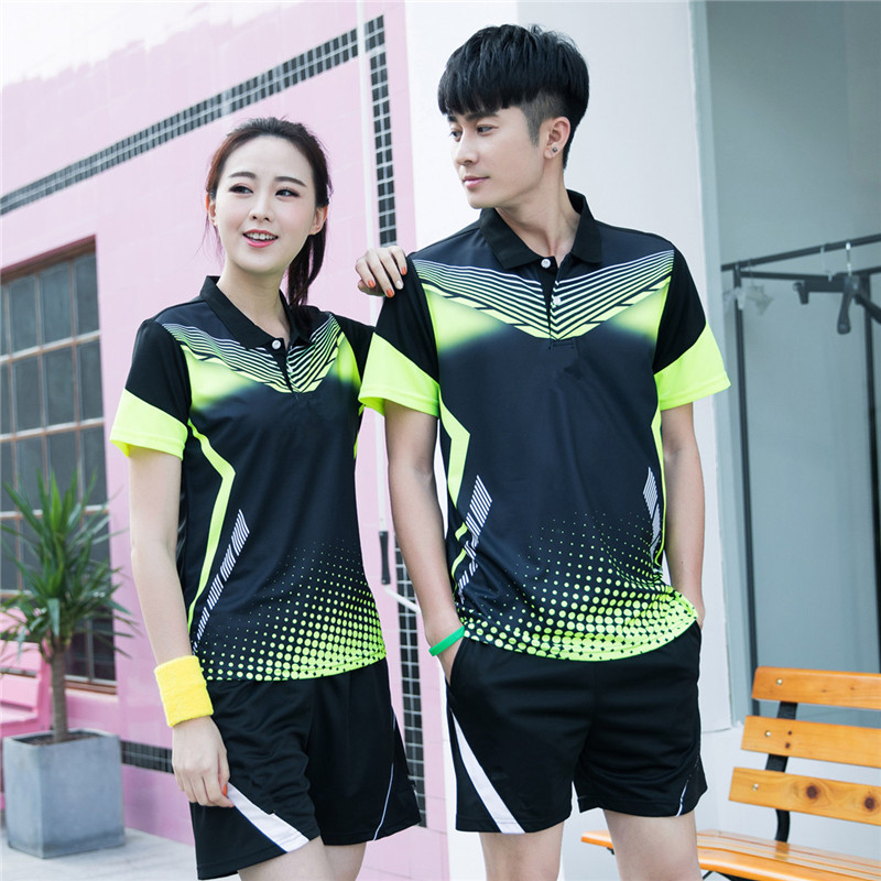 Short sleeve table tennis suit suit men and women speed dry and breathable turned-collar sports blouses T-shirt competition sportswear group clothes