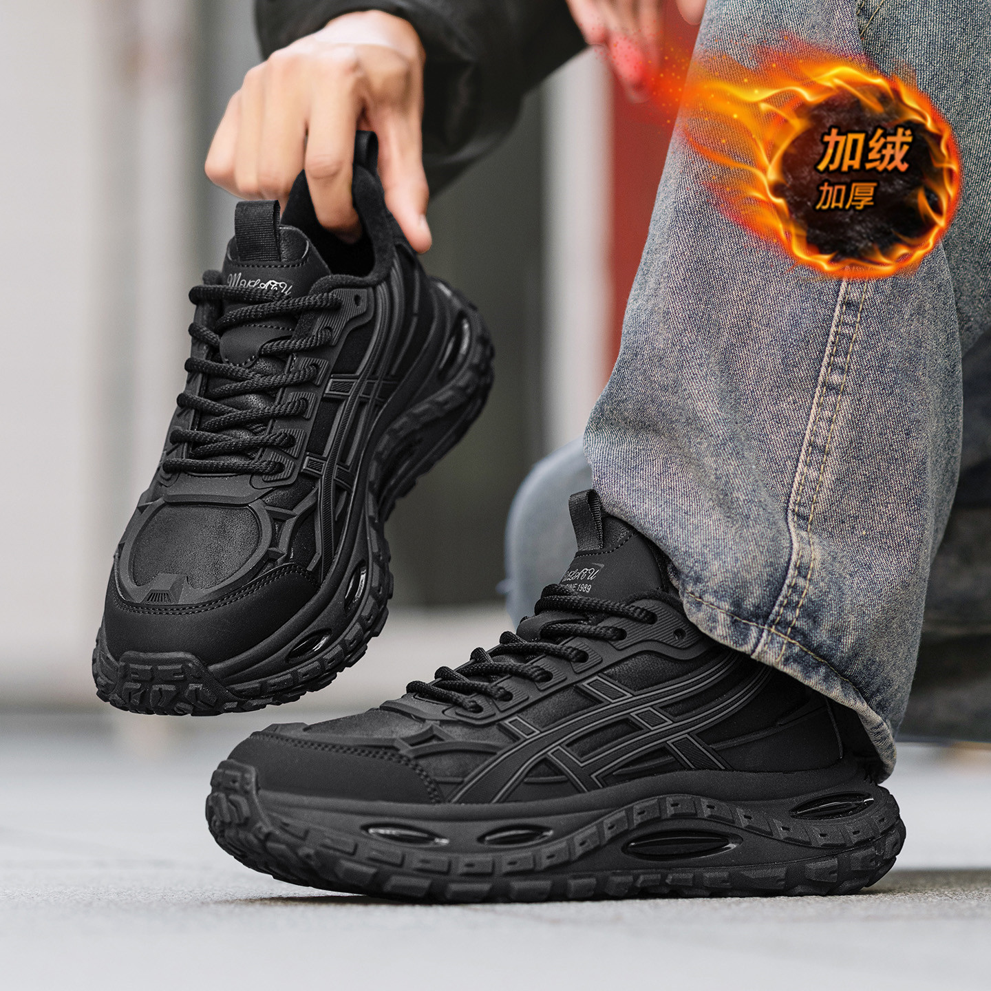 Men's Shoes 2025 New Winter Style, Fleece-Lined, Thickened, Warm, Cold-Resistant Cotton Shoes, Casual Sports Running Versatile Dad Sneakers