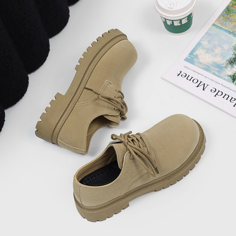 Men's Shoes 2025 New Winter British Style Business Formal Casual Leather Shoes Youth Height-Increasing Large Toe Derby Trendy Shoes