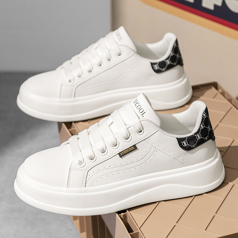 Men's Shoes 2025 New Winter Breathable Versatile Sports Casual Non-Slip Sneakers Soft Sole Lightweight Leather Surface Trendy White Shoes