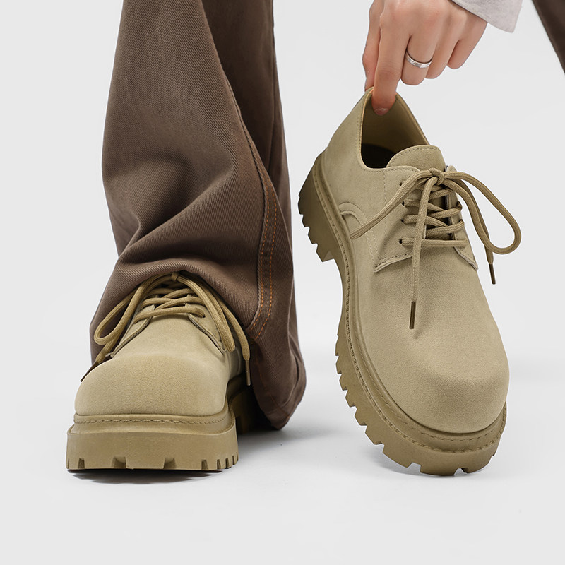 Men's Shoes 2025 New Winter British Style Business Formal Casual Leather Shoes Youth Height-Increasing Large Toe Derby Trendy Shoes