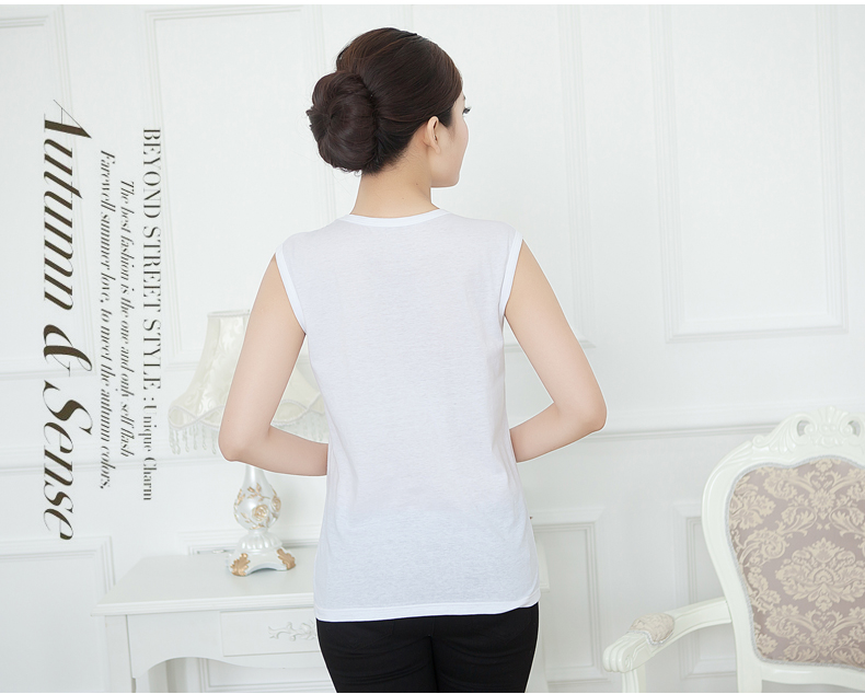 Bà trung niên và bà mẹ già áo vest cotton ông già in màu rắn rộng vai cotton ngắn tay áo lót áo thun 2 dây nữ