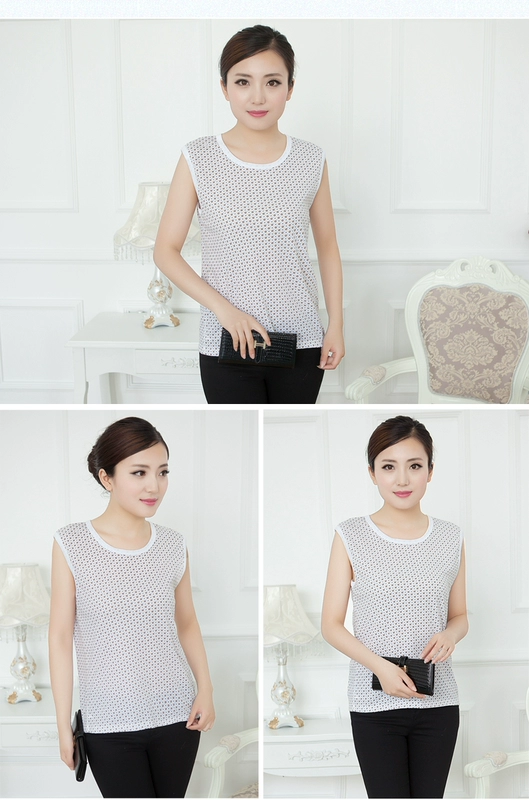 Bà trung niên và bà mẹ già áo vest cotton ông già in màu rắn rộng vai cotton ngắn tay áo lót áo 2 dây nữ trơn