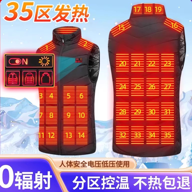 Electric Heating Vest for Men, Rechargeable, Intelligent Temperature Control, Full-Body Heating Clothing, Middle-Aged and Elderly Thermal Heating Vest for Women, Winter