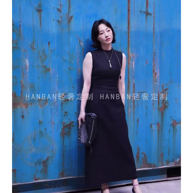 Black Long Dress Similar to Bai Baihe's Style, 2026 New Model, Slim Fit, High Waist, Sleeveless Tank Dress for Women, Summer