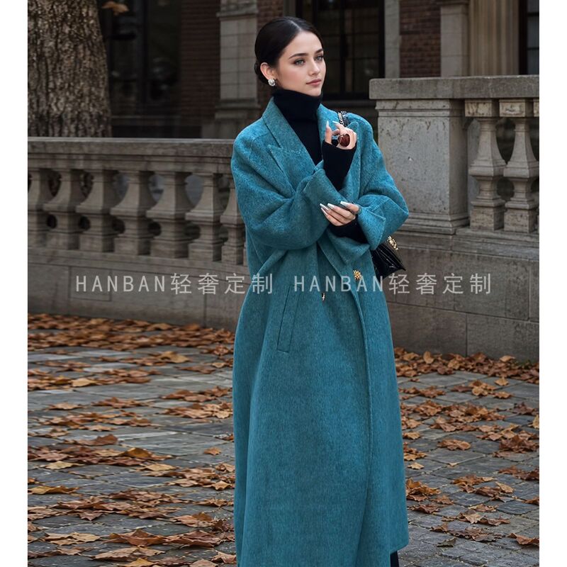 Lake Blue Long Woolen Coat 5 Lake Blue Long Woolen Coat 5