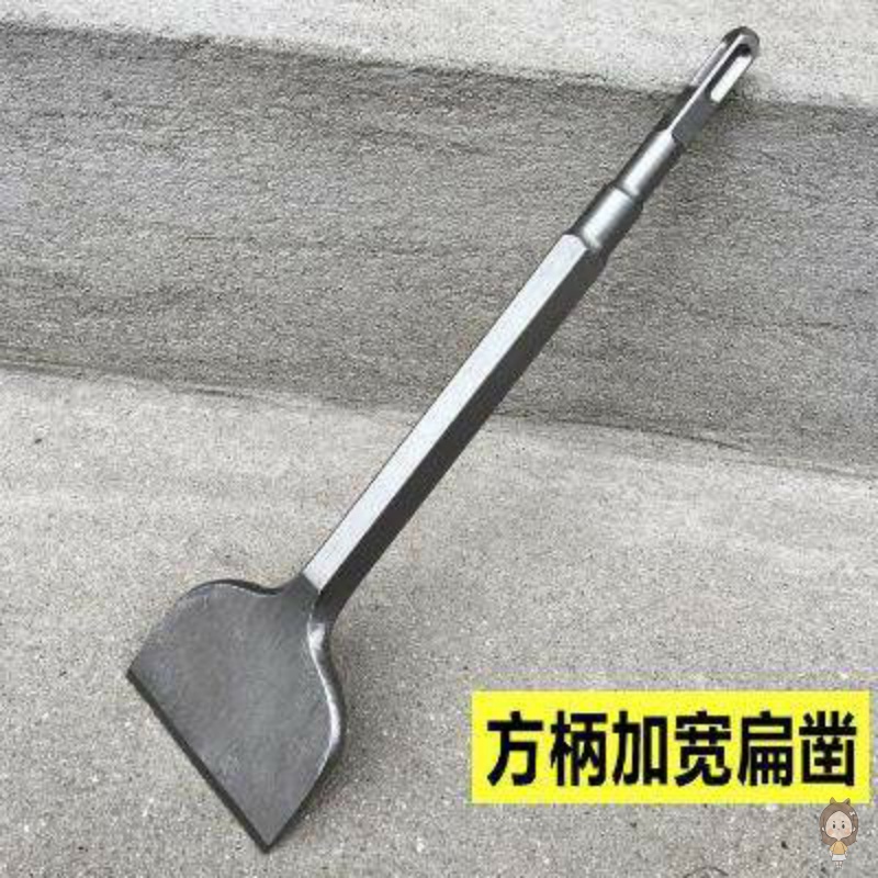 Widened rotary hammer drilling chisel Square handle four-pit large electric pick Pick head rotary hammer drilling flat chisel Rotary hammer 25 40 50 80 wide flat