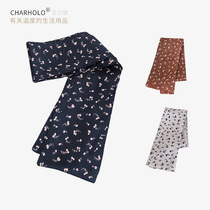 Chenghu snail Korean literary temperament long ribbon twill printing simulation silk scarf female spring send girlfriends hair band