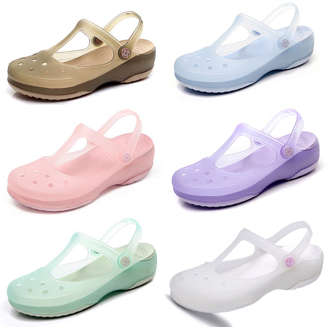 VEBLEN soft-soled beach shoes hole shoes outerwear fashion non-slip thick-soled jelly sandals women's slippers seaside vacation