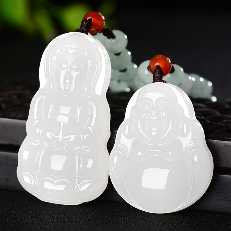 Hetian Jade Sheep fat Jade Jade Buddha pendant Female Maitreya Buddha male jade pendant Natural Jade Guanyin pendant Men's jade