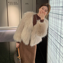 2021 new bifacial raccoon raccoon fur woven fur straw ultra short subsection female weight loss fox fur coat young to be thin