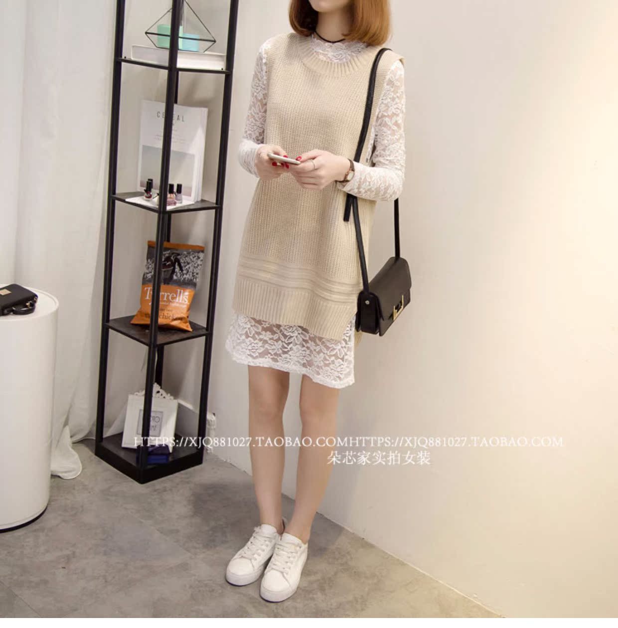 Vest nữ 2017 thu đông mới phiên bản Hàn Quốc của áo len không tay size lớn phù hợp với áo len dài tay áo top áo len nữ hàn quốc