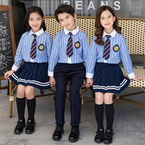 Elementary School Uniforms Suit Kindergarten Garden Clothing Spring Autumn Clothing Childrens Class Clothing Ingléen Blouse Shirt Skirt Tie Clothes