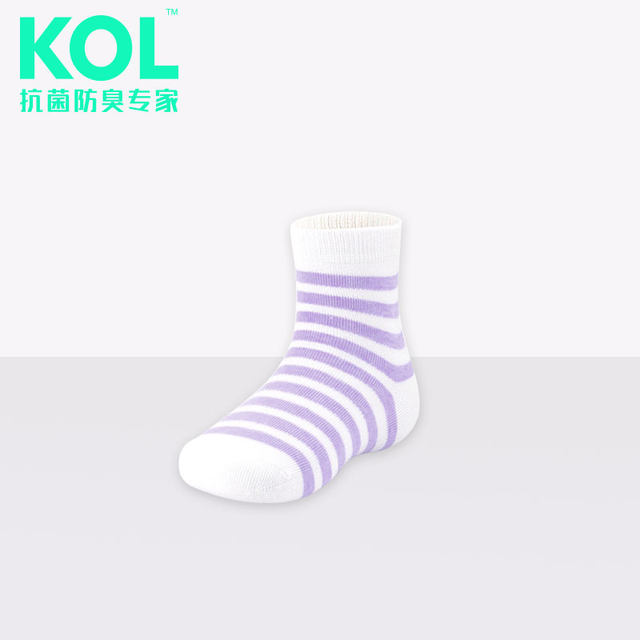 KOL nano silver deodorant pure cotton socks children's antibacterial sweat-absorbent four-season striped mid-calf socks sports breathable men and women