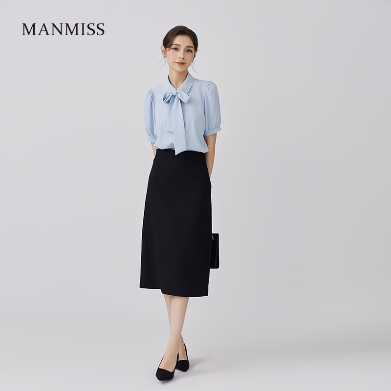 Manmiss Professional Blue Short-Sleeved Shirt for Women, Summer French-Style Interview Suit Dress Shirt with a High-End Feel Manmiss Professional Blue Short-Sleeved Shirt for Women, Summer French-Style Interview Suit Dress Shirt with a High-End Feel