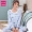 Mùa xuân và mùa hè quý cô quần dài tay cotton lụa ngọt ngào dễ thương cổ tròn áo thun cotton trẻ trung phù hợp với đồ ngủ - Nam giới pijama nam